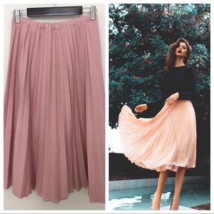 HP 🎉 Vtg Sweater Knit Pleated Midi Skirt Pink S